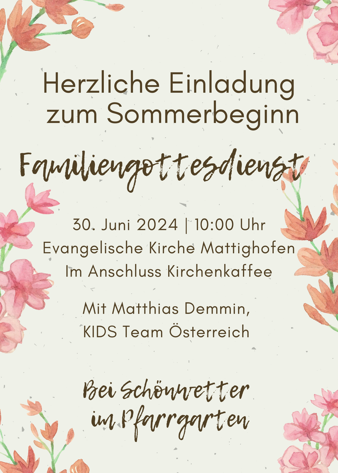 Familiengottesdienst 30.Juni 2024